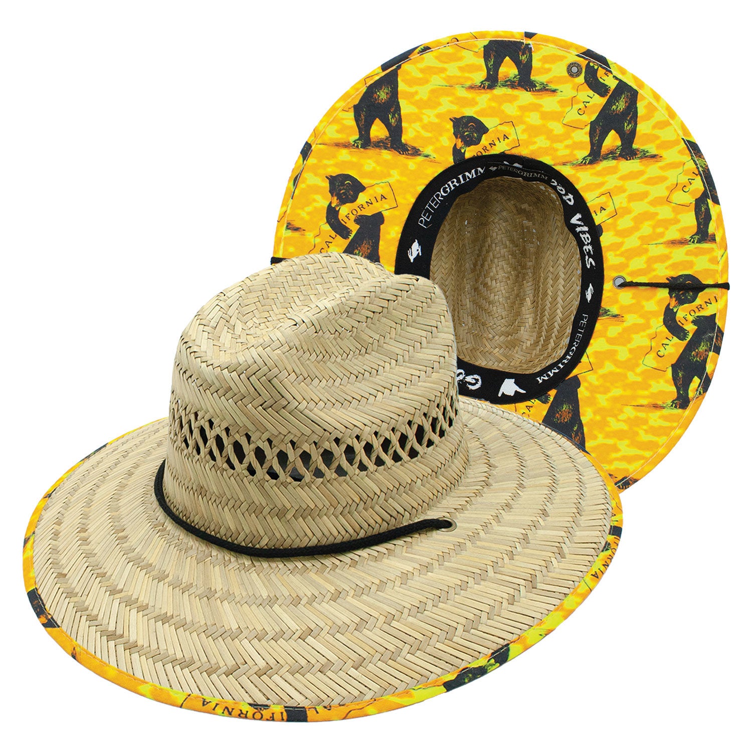 Oso Straw California Bear Wide Brim Sun Lifeguard Hat Doba Default